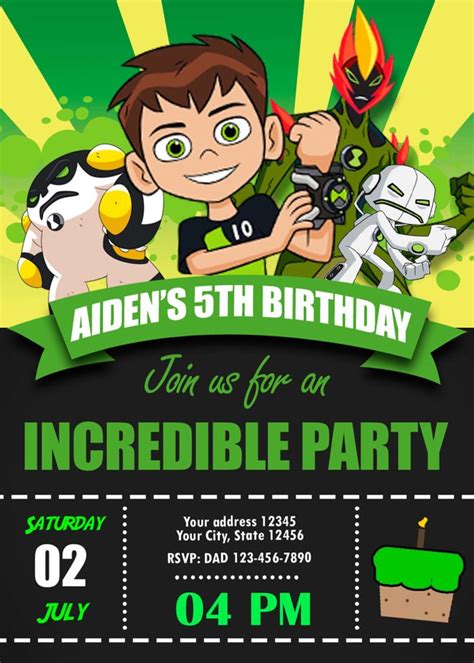 ben 10 birthday invitation|[GRATIS] Invitation Ben 10 .
